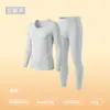 Ropa interior térmica de modal Lan Jing clase A para mujer 10A acrílico antibacteriano cuello redondo capa base conjunto cálido otoño e invierno para hombre