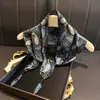 Nuevo Pañuelo de Seda 2025 para Mujer, Estilo Coreano Primavera y Otoño, Versátil, Azul Marino, Patrón de Anacardo, Bufanda Chal con Pañuelo