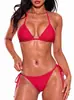 Nuevo traje de baño sexy de estilo europeo y americano con cuello halter de Amazon para mujer, bikini de tres piezas para playa y aguas termales