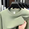 Moletom Masculino Outono Inverno Nova Temporada Descente Algodão Gola Redonda Pulôver Cor Sólida Manga Longa Casual Versátil Solto Camada Base Top