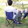 Silla plegable simple personalizada y portátil para camping al aire libre, pesca, bocetos, con bolsillo lateral y respaldo