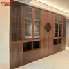Nueva Librería de Madera Maciza Estilo Chino Nogal Negro Librería Americana Estudio Integrado en Pared Gabinete de Roble Rojo Retro Personalización