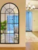 Espejo Decorativo de Hierro Forjado Estilo Francés Vintage Montado en Pared, Espejo de Pared para Entrada, Espejo para Sala de Estar, Espejo de Cuerpo Entero de Pie Estilo Ventana Falsa, Espejo de Tocador