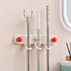 Gancho para Mop sem Furos com Ventosa Prateleira de Armazenamento de Parede para Casa Banheiro Organizador de Ferramentas de Limpeza Suporte para Mop