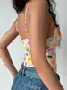 2026 Camisola Floral Transfronteriza Europea y Americana con Adorno de Encaje de Atar Corta Estilo Dulce y Picante Prenda Interior Estilo Vacacional