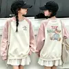 Moletom Fofo para Meninas, Novo Estilo Primavera e Outono, Estampa de Urso, Camiseta Base para Crianças, Top Estiloso para Bebê, Pulôver Casual