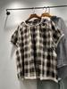 Camisa de Manga Corta Holgada de Cuadros con Encaje Empalmado, Nuevo Estilo Mori Girl para Mujer, Verano 2025, Camisa de Mujer