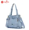 Bolso de Lona Lavada Angelkiss con Múltiples Bolsillos, Bolso de Mano de Moda Europea y Americana, Bolso de Hombro Grande de Capacidad Personalizado al por Mayor