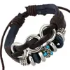 Punk Británico Europeo y Americano todo-combinable Moda pulsera de cuero genuino para hombre y mujer pulsera punk pulsera con cuentas barato al por mayor