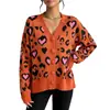 Cardigan holgado para mujer de comercio exterior europeo y americano 2026 otoño e invierno nuevo abrigo talla grande moda estampado de leopardo suéter de punto para mujer