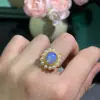 Anillo de Ópalo Naturalmente Puro Súper Hermoso, Materiales Seleccionados a Mano, Hermosos Colores, Hermosos Cristales y Lleno de Fuego