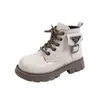 Botas de Peluche Martin para Niños Estilo Nuevo Primavera y Otoño Estilo Británico para Niños Suela Suave Botas de Piel Botas Cortas para Niñas Antideslizantes Cálidas Botas de Algodón