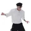 Ropa de verano para hombre, elegante y fresca, con decoración metálica y diseño tridimensional, camiseta de manga corta estilo americano, corte holgado, cuello redondo, top único