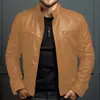 Nueva Chaqueta de Cuero Europea y Americana para Hombre Otoño e Invierno, Talla Grande, Abrigo de Cuero de Moda Ajustado para Exportación en Wish y Aliexpress