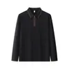 Polo de Manga Larga con Solapa y Cremallera Nueva Moda Cremallera Solapa Jersey Color Sólido Ropa de Trabajo Ropa de Grupo Ropa de Trabajo Corporativa