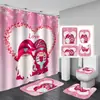 Cortina de ducha para mampara de baño rosa estilo europeo y americano de Papá Noel, cortina de ducha de tela de poliéster con diseño de elfo y estrella transfronterizo, venta al por mayor desde el fabricante