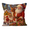 Funda de Almohada Navideña Nueva 2026 con Estampado de Papá Noel, Decoración de Atmósfera Festiva para la Sala de Estar