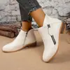 2026 moda transfronteriza versátil botines nuevos para otoño e invierno con punta y cremallera doble, estilo europeo y americano, talla grande, para mujer