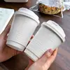 Taza de Café Estampada Cóncava y Convexa Taza de Papel Desechable con Tapa para Empaque para Llevar de Bebidas Calientes y Frías Taza de Papel Universal con Logo Impreso