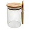 Pote de Vidro com Colher Multigrãos Recipiente Hermético Transparente Multiuso Grande Lata para Chá Lanches de Frutas Secas Pote de Armazenamento de Alto Borossilicato