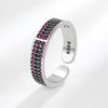 S925 prata esterlina anel meninas luz luxo nicho design maré moda personalidade de linha dupla cor zircônio retro tailandês anel de dedo de prata