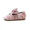 Zapatos de Princesa de Terciopelo con Lazo Cruzado Estilo Coreano para Niñas 2026 Otoño/Invierno Nuevos Zapatos Individuales Versátiles de Suela Blanda para Niños