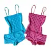 Conjunto feminino de verão Y2K fofo com estampa de coração e bolinhas, colete INS transfronteiriço, regata sem mangas e shorts, personalizado