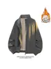Jaqueta Retro Americana Outono e Inverno com Gola Alta para Homens, Forrada com Lã, Engrossada, Corte Solto, Casual, Versátil, Casaco de Algodão para Casal