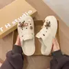 Sandalias Birkenstock de verano para exteriores para mujer, pantuflas transpirables de suela suave de camelia y girasol, sandalias silenciosas antideslizantes para el hogar para mujer