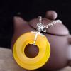 Joyería de Plata S925 Esmalte Quemado Resina Calcedonia Amarilla Colgante Accesorio para Suéter Estilo Étnico Colgante para Mujer