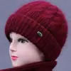Sombreros de Otoño e Invierno para Mujer, Gorros de Punto de Abuela, Gorros de Pescador Cálidos, Sombreros de Copa Gruesos de Lana con Forro Polar para Mujeres de Mediana Edad y Mayores