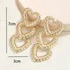 Pendientes de Parche Patchwork Doble Forma de Oliva de Venta Caliente Transfronteriza Tachuelas Largas Doradas Superficie Brillante Mate Pendientes Elegantes Mismo Estilo que Celebridades de Internet