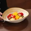 Cuenco Yuanbao de Cerámica Horneada de Fábrica de 9.5 Pulgadas para Uso Doméstico, Bol para Ensalada, Cuenco Irregular de Cerámica, Bol para Snacks, Bol para Postres