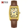 Ofns Comercio Exterior Wholesale Reloj de Mujer Forma de Barril Dos Manecillas Medio Cuarzo Resistente al Agua Números Romanos Reloj de Mujer Retro