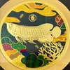Adorno de Pez Arowana Dorado Estilo Chino Año del Dragón Pintura con Pan de Oro Decoración para Casa Nueva Oficina Apertura de Negocio Regalo Creativo