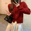 Cárdigan de lana estilo coreano para otoño e invierno 2026, prenda exterior para mujer, cuello redondo de punto trenzado, suéter grueso de color liso, capa exterior de punto de cachemira