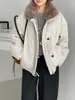 Parka de Estilo Celeiro Vintage com Gola de Pelo, Jaqueta de Penas para Mulheres, Estilo Coreano, Casual e Versátil, Casaco Quente de Penas de Pato Branco 5073