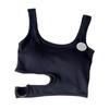 Chaleco corto ajustado de verano para mujer, con hombros anchos y corte entallado, estilo coreano, ropa exterior deportiva informal, sujetador elástico con hombros anchos.