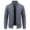Cárdigan Grueso de Punto para Hombre con Cuello Alto y Cremallera Otoño Invierno Plus Terciopelo Espesado Abrigo Suéter Casual de Negocios Top Cálido
