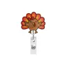 Pavo Acrílico de Acción de Gracias Cocodrilo Retráctil con Pinza Portatarjeta de Identificación Tire Fácilmente Carrete Giratorio de Regalo Médico Hebilla de Tire Fácil