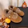 Zapatos Birkenstock Planos Retro para Mujer 2026 Nuevo Estilo Invierno Más Terciopelo Cálidos Botas de Nieve Zapatos de Piel sin Cordones