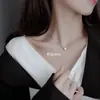 Collar Popular de Estilo Japonés-Coreano Nicho Simple Perla de Imitación Cadena Clavicular Collar Elegante de Estilo Frío para Mujer