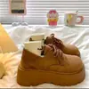 Zapatos de algodón con suela gruesa, que aumentan la altura y forro de felpa para mujer, nueva colección otoño/invierno 2026, mocasines casuales retro con cordones para mujeres petite