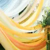 Chegada Nova Palco de Casamento Tecido de Malha Amarelo Laranja Decoração de Criação Ambiental para Jardim de Infância Cenário Cortinas de Gaze