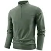 2026 Otoño Nueva Camiseta de Manga Larga para Hombre Sudadera con Media Cremallera Casual Versátil Cuello Alto Camisa Base de Manga Larga