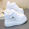 Populares Versátiles de Suela Blanda Zapatos Blancos Nuevos, Tenis Resistentes al Desgaste de Suela Gruesa, Zapatos para Mujer con Plataforma Interior, Zapatos Adelgazantes para Personas Bajitas, Zapatos para Mujer