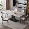Juego de Mesa y Sillas de Comedor de Pizarra de Lujo Ligero Estilo Italiano, Mesa de Comedor Rectangular Minimalista Moderna para Apartamentos Pequeños y Restaurantes Occidentales