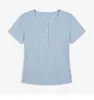 Camiseta de Manga Corta Ajustada con Cuello Henley y Media Botonadura Clásica para Mujer Verano 4 Colores Top Casual Sencillo 26 Verano H050603