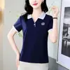 Camiseta de manga corta para mujer, nuevo estilo verano 2026, con bloques de color, camisa con cuello, moderna, casual, elegante, top ligero, camisa POLO