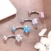 Aleación de Titanio F136 Cuatro Garras Zircón Redondo 5A Clavo para Ombligo Anillo para Ombligo de Titanio G23 Joyería para Piercing Corporal
